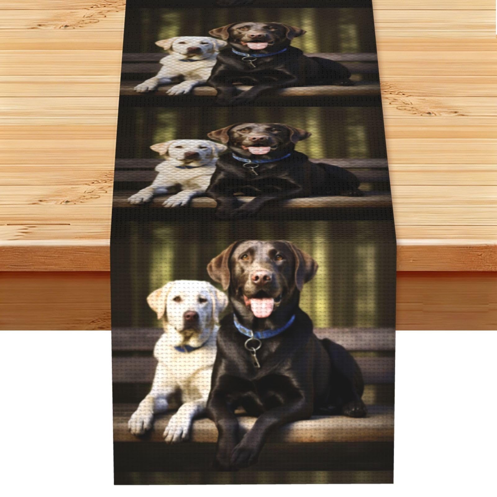 Fodpand Black Rustic Cotton Linen Table Runner, Labrador Table Runners 13 X 72 Inches, Modern Elegant Farmhouse Tablecloth, Washable Kitchen Dining Table Decoration For Home Party Decor