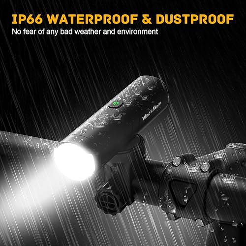 Miniatura 6 de M03 - Luz recargable para bicicleta, IP66 impermeable y a prueba de polvo con 6 modos de luz ajustables, luz delantera de bicicleta para conducción