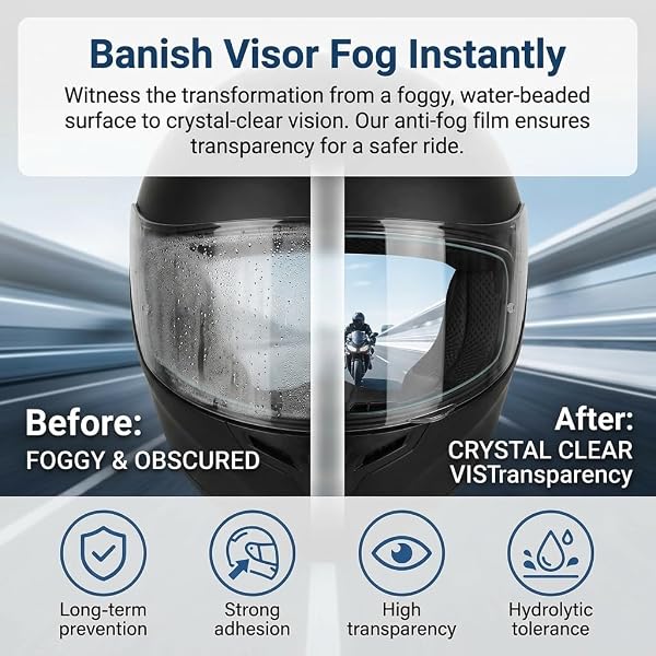 2 PCS Universal Pinlock Visor Insert Film,Anti Fog Helmet Visor Insert, Motorcycle Anti Fog Visor, HD Clear Anti Glare Waterproof Shield for Full Face & Open Face Helmets, Motorbike Helmet Accessories - 3