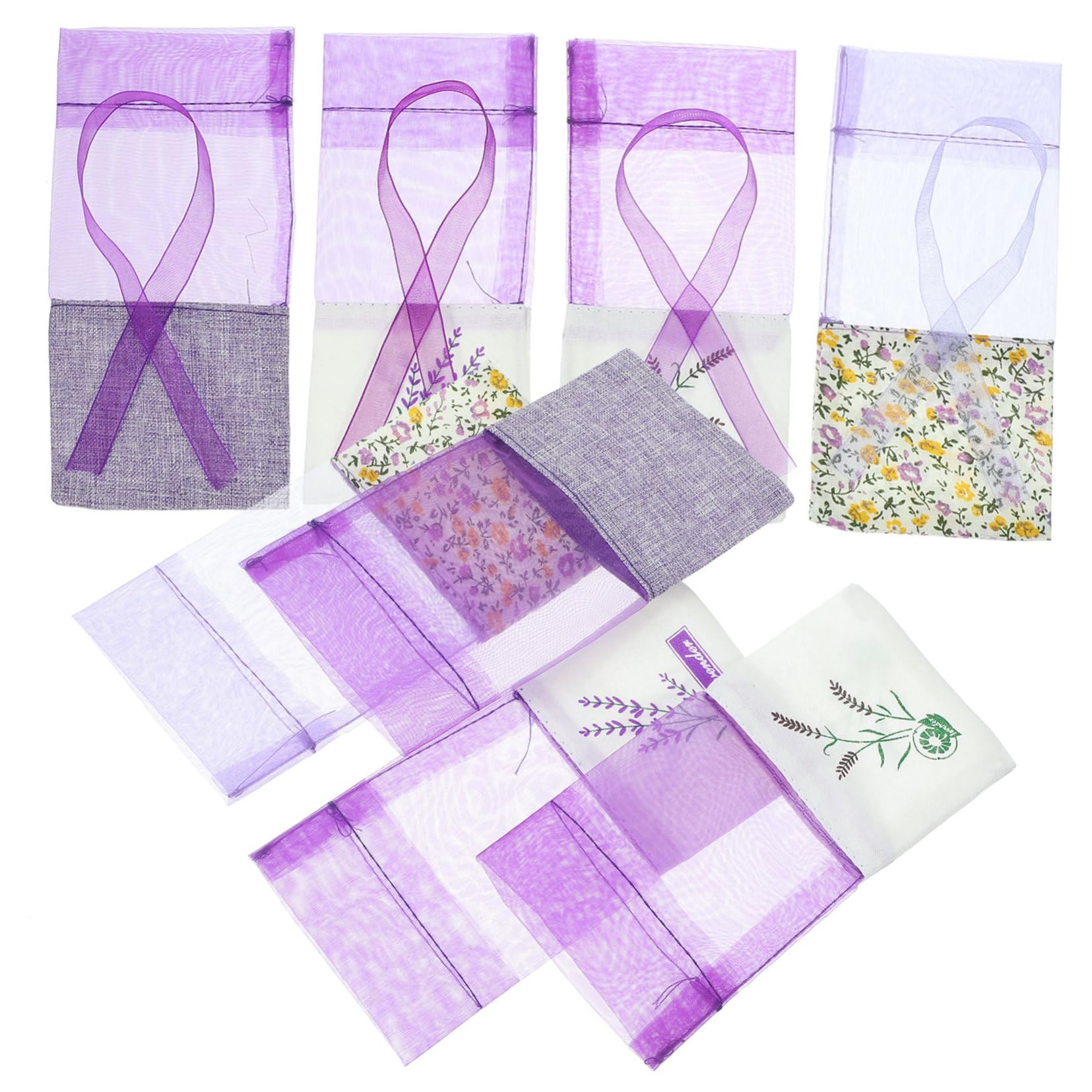 Ciieeo 3 Set di Sacchetti di Lavanda in Stile Vintage Piccoli Sacchetti con Coulisse per Bomboniere Sacchetti di Caramelle Organza Cotone Pezzi*3