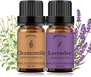 yethious Chamomile Lavender Essential Oil Set Pure Chamomile Lavender Aromatherapy Oils Organic Chamomile Essential Oil for Diffuser 2 Pack 10ML