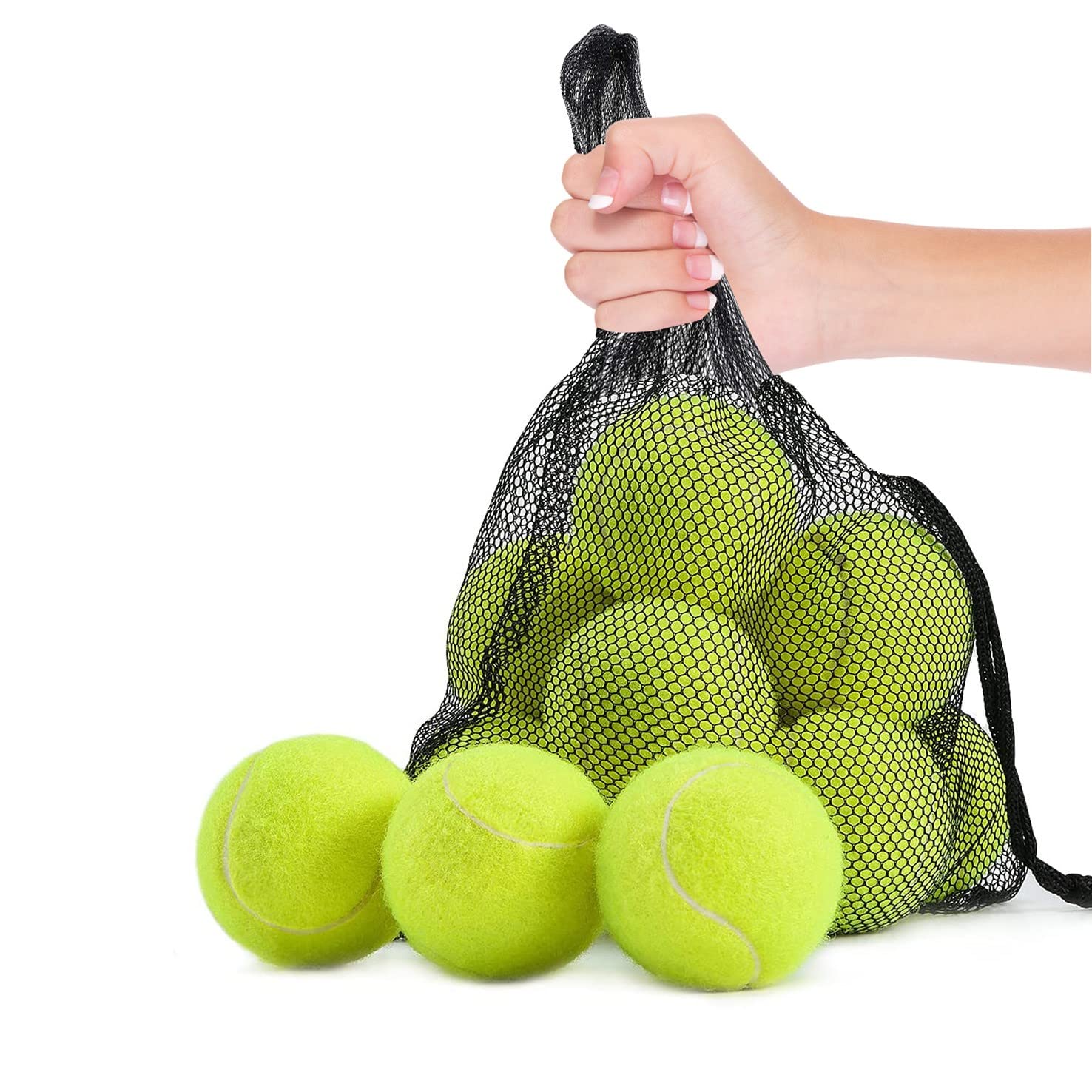 UR CHOICEDurable Tennis Balls for Practice & Training, Ideal for All Courts, Dog Play & Sports Drills, Multi Purpose Long Lasting Tennis Balls for Kids & Adults, Includes Mesh Carry Bag