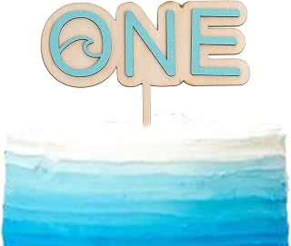Wave Wood Cake Topper - The Big One Wave Themed Cake Topper,Summer Surf First Birthday Cake Decorations,Beach Themed Party Supplies
