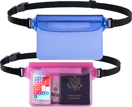 Miniatura 13 de CADONO Paquete de 2 fundas impermeables con correa ajustable para la cintura Bolsa seca sensible al tacto en pantalla, mantiene tu teléfono