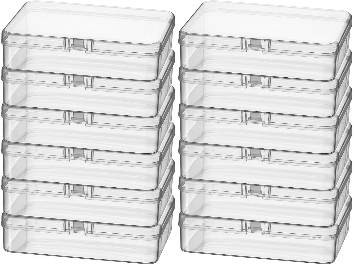 19 Pack Rectangular Clear Plastic Storage Containers Box with Hinged Lid for Beads and Other Small Craft Items (5.7 x 3.35 x 1.38 inch)