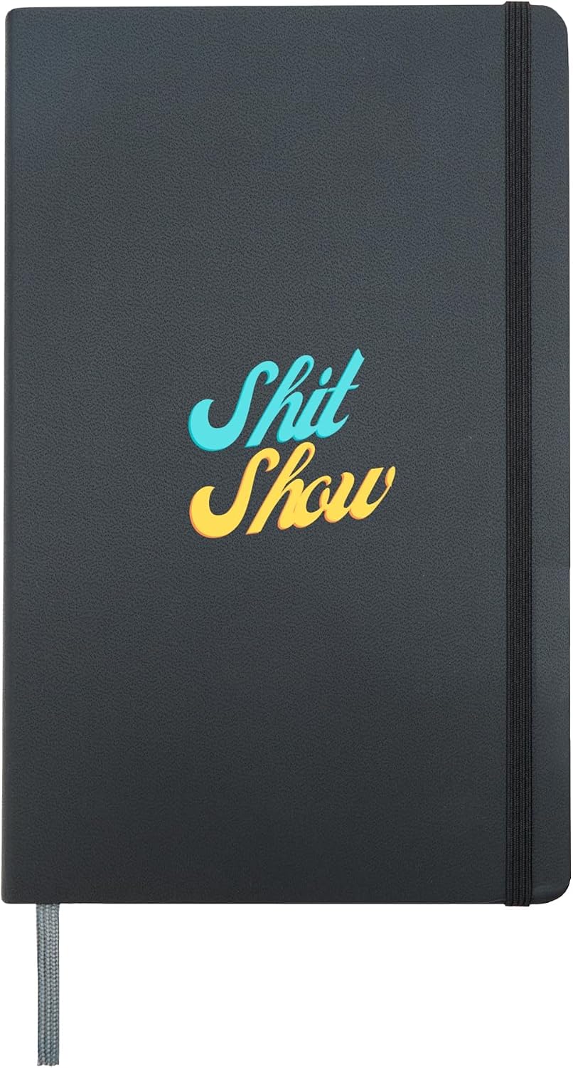 Retro Shit Show - Bold Funny Graphic 70s Style Lettering Hardcover Journal, Black