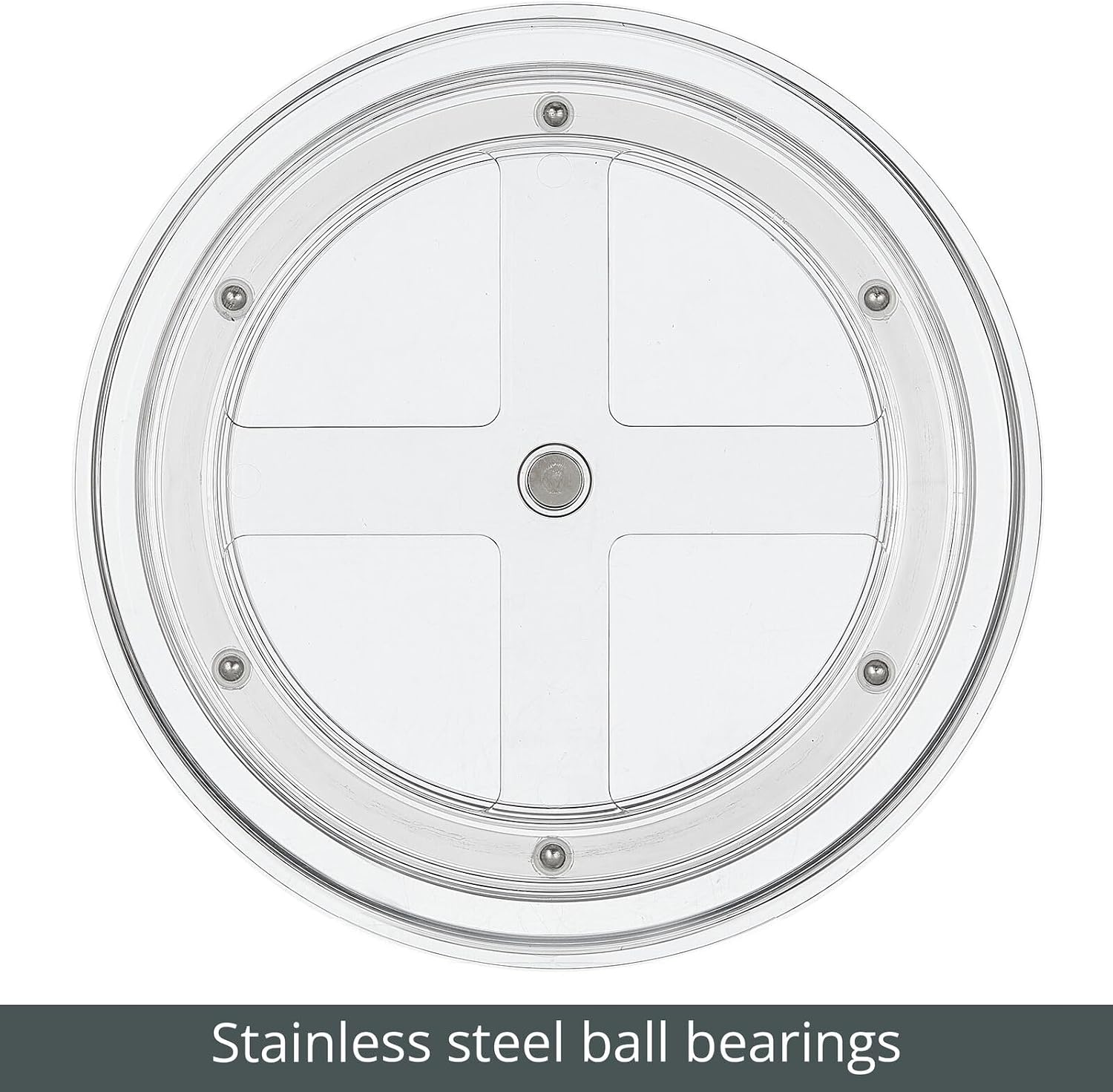 mDesign Lazy Susan Turntable Plastic Spinner for Kitchen/Bathroom, Pantry, Fridge, Cupboards, or Counter Organizing, Fully Rotating Organizer for Food, 9" Round - Lumiere Collection - Clear