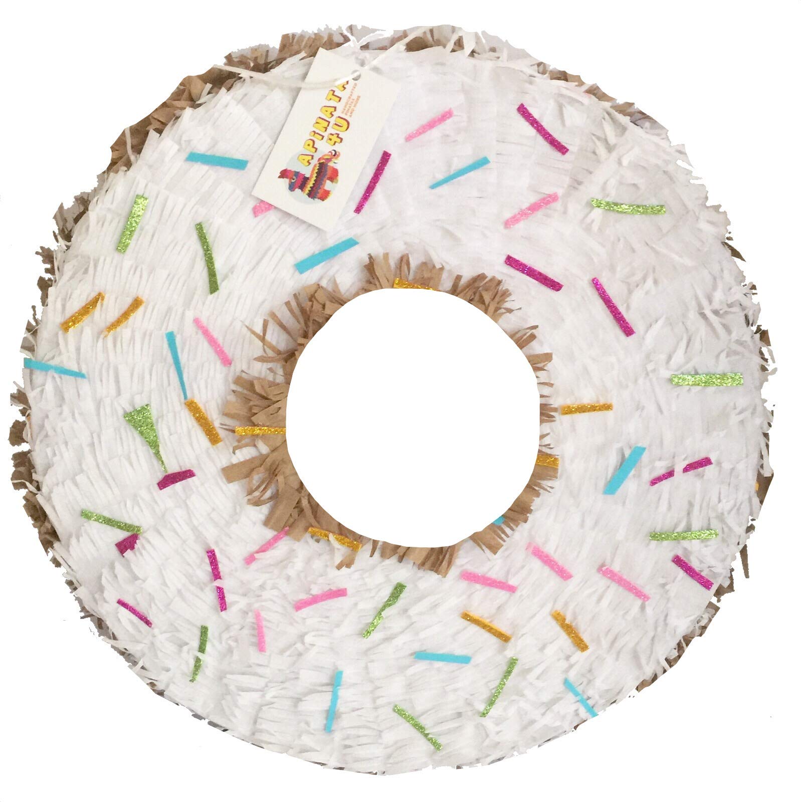 16" White Sugar Glazed Look Doughnut Pinata With Sprinkles White Color Donut Grow Up Party Sweets Themed Birthday Doughnut Themed Kids Teens Adults