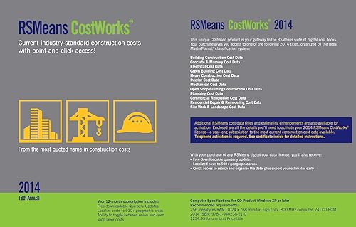 RSMeans COST WORKS 2014 - CD ROM (Unit Cost SINGLE FILE)