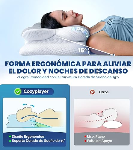 Miniatura 3 de Almohada cervical eficaz para el alivio del dolor para dormir, almohada ergonómica refrescante para dormir lateral para soporte del cuello