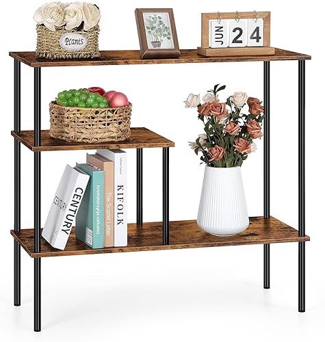 ETELI Mesa consola de 3 niveles de 31.5 pulgadas, mesa de pasillo de madera para entrada, mesa de sofá estrecha para granja, sala de estar,