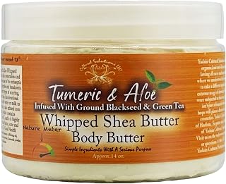 Yadain Turmeric & Aloe Whipped Shea Body Butter | Shea Butter for Face and Body Moisturizing Natural Body Butter for Skin Restoration & Protection, 12oz