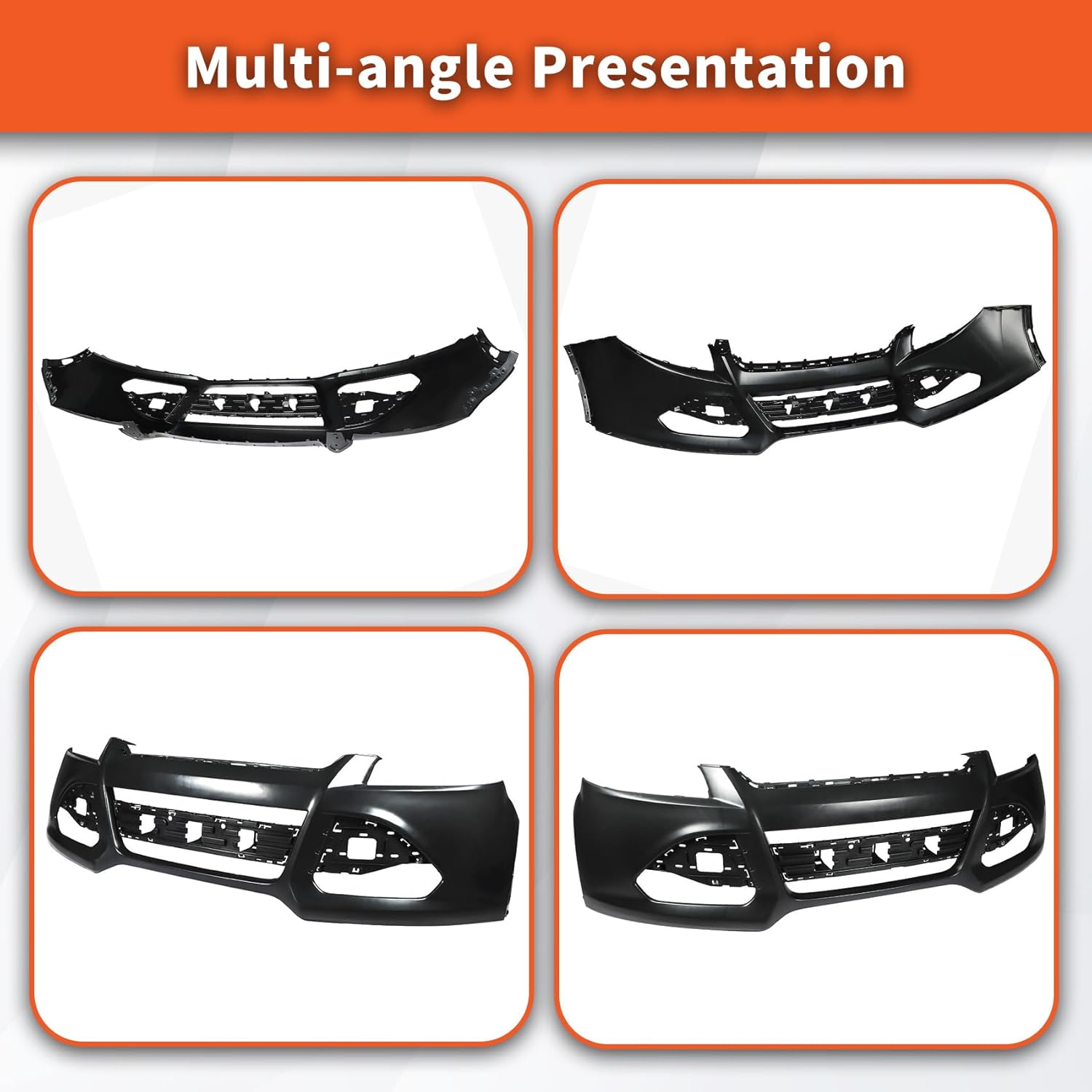 labwork Primed Plastic Front Bumper Cover without Parking Sensor Holes Replacement for Escape 2013-2016