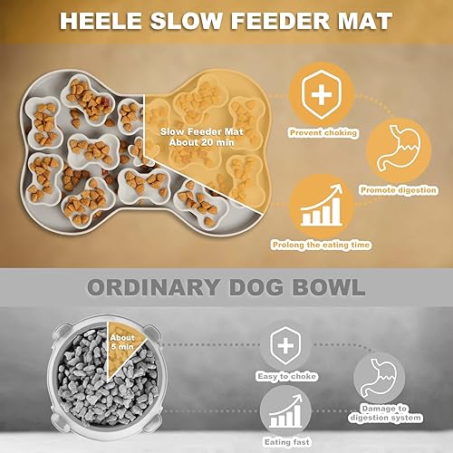 Miniatura 4 de HEELE Tapete de silicona para perros pequeños, tapete de silicona para lamer lento para perros, cuenco de alimentación lenta para gatos, cuenco de