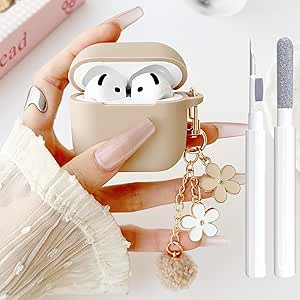 Soft Flower AirPods Case Cover - Rose TPU Gel Skin With Keychain For AirPods 1&2