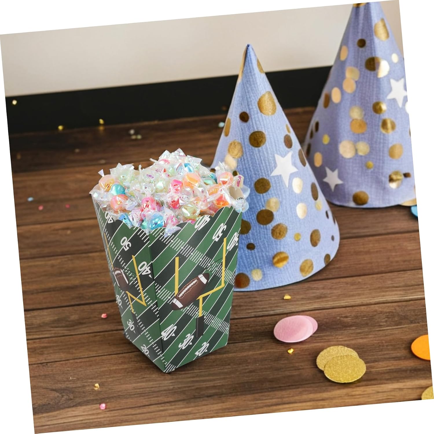 PRETYZOOM 50pcs Sports Themed Popcorn Box Rugby Party Favor Boxes for Events Birthdays Celebrations Candy Holders Vivid Printing for Fun Gatherings