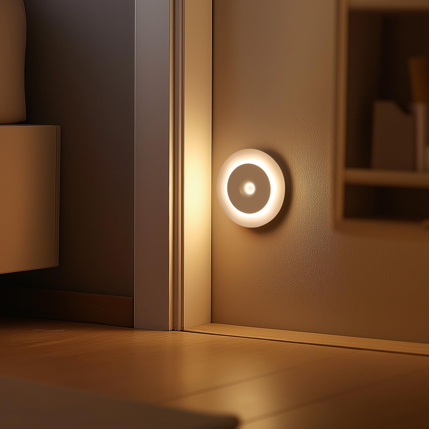 DAMI Luz nocturna recargable con sensor de movimiento para interiores, luz LED de 1200 mAh con 3 CCT (3000 K/4500 K/6500 K), regulables, magnéticas, para escaleras, pasillo, dormitorio (paquete de 2)