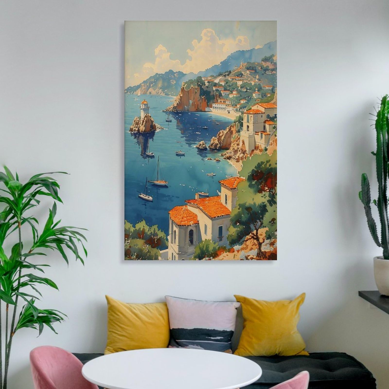 Catalina Island Aquarellgemälde, Reiseposter, Wandkunst, Heimdekoration, Kalifornien, Geschenk, Kunstliebhaber, Kunstdruck, ungerahmt, 60 x 90 cm