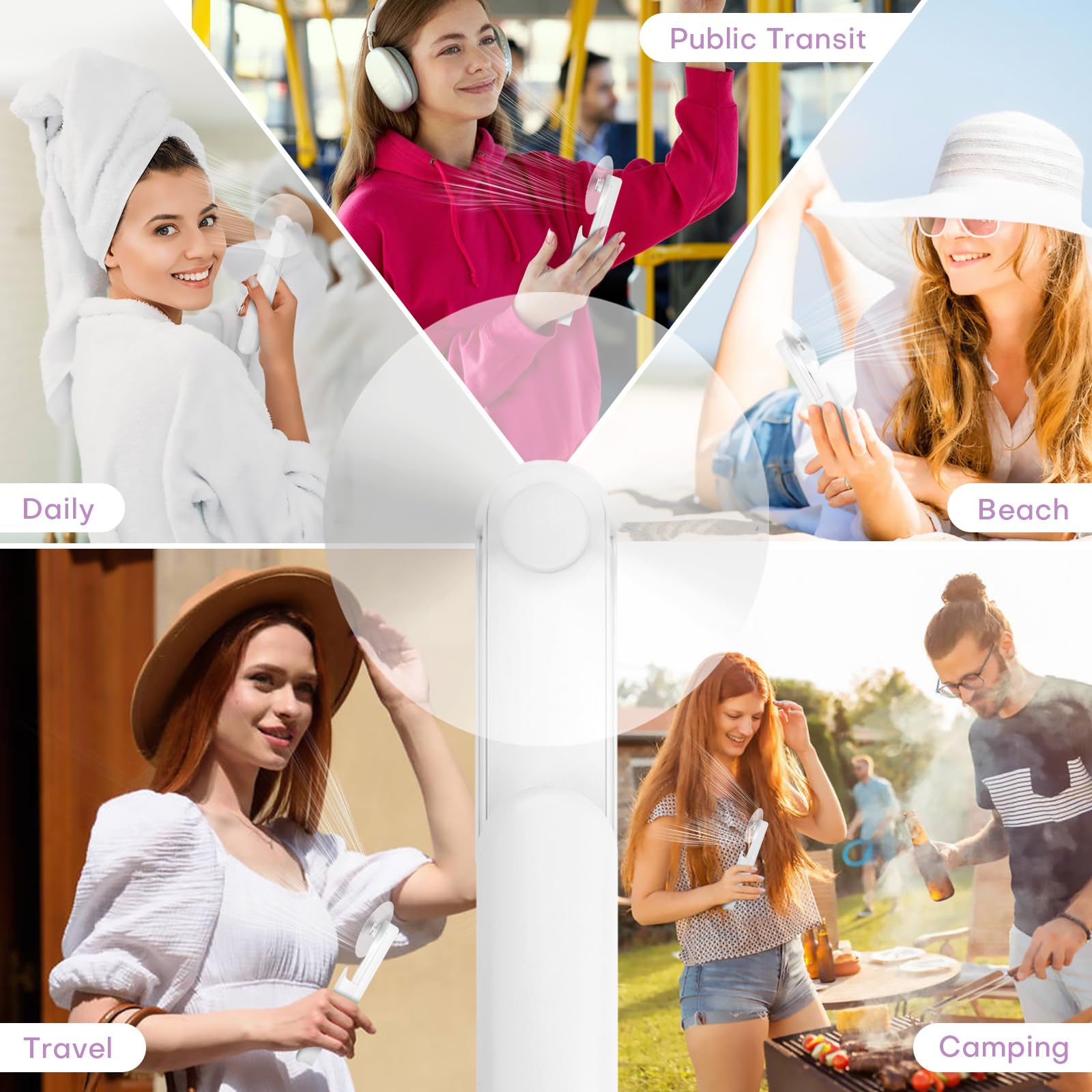 Mini ventilatore portatile portatile, piccolo ventilatore personale ricaricabile con design tascabile Power Bank per viaggio/regali da donna/accessori Disney World/elementi essenziali per