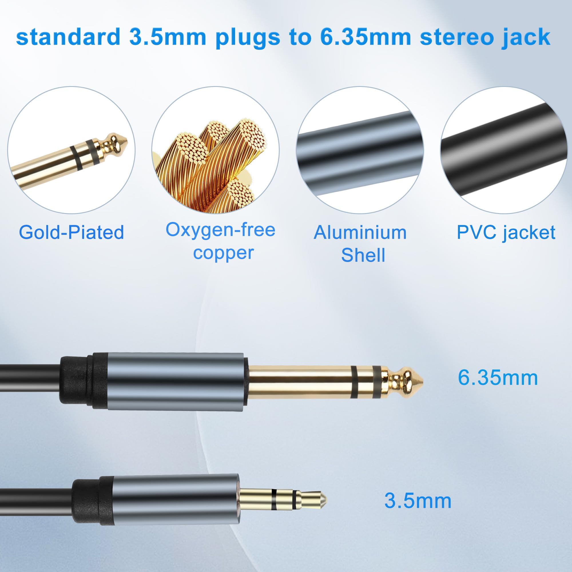 JSADZKJ 1/8 to 1/4 Stereo Audio Cable, 3.5mm 1/8