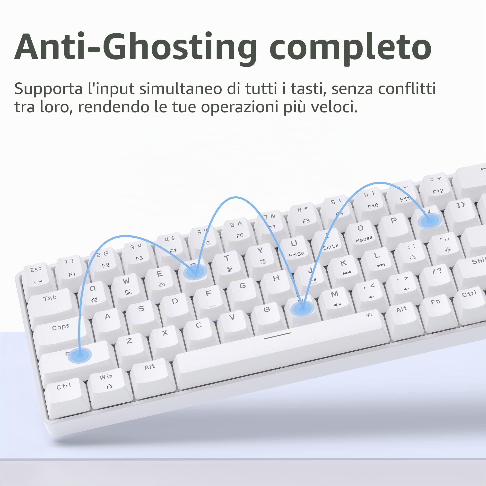 TMKB 68SE 65% Tastiera Meccanica Bianco Blu Interruttore