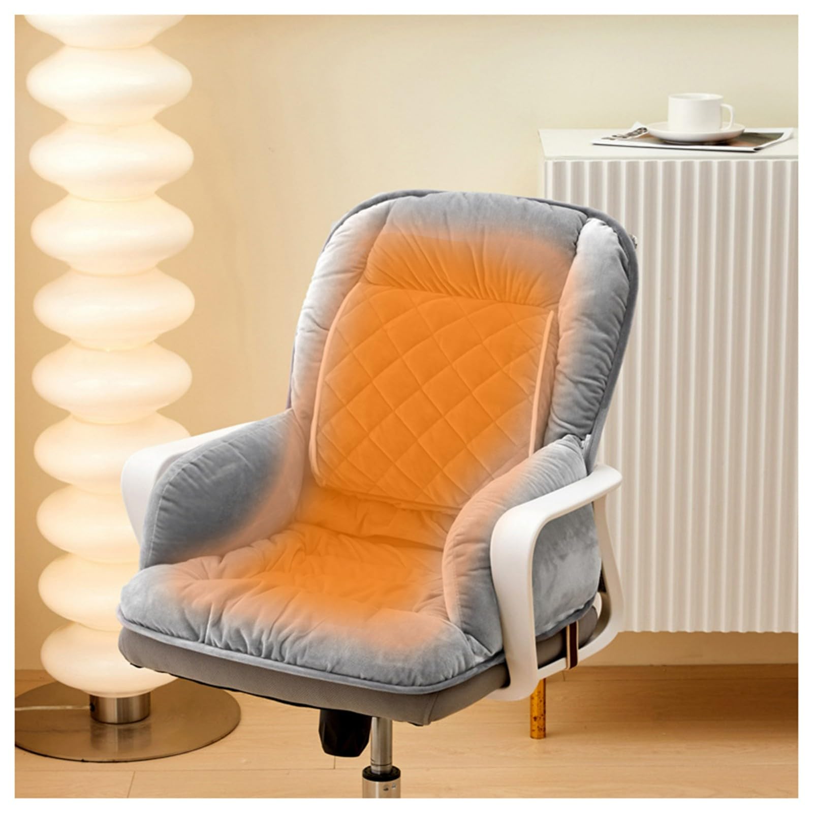 USB Heated Seat Cushion for Office Chair, Heated Seat Pad with Lumbar Support, Large Heating Area Heated Seat Cover with 3 Heat Levels & Time Settings