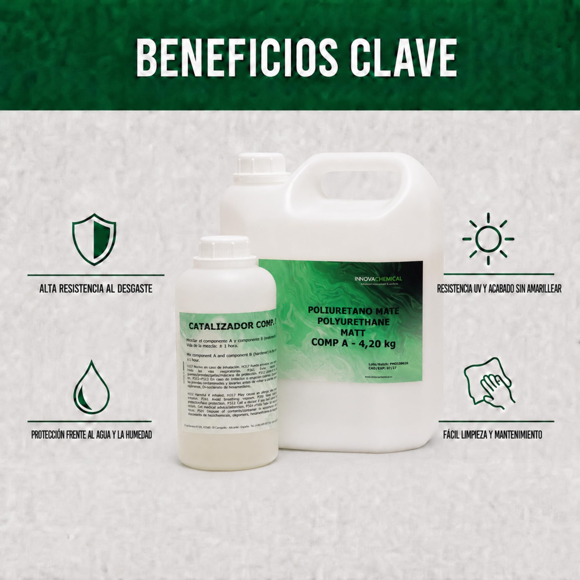 Barniz Poliuretano al Agua 2C Mate 5kg para Microcemento