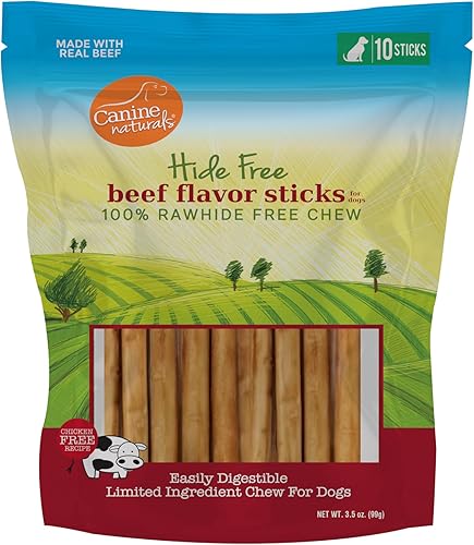 Canine Naturals Beef Chew - Golosinas para perros sin cuero crudo, hechas con carne de res real, receta sin aves de corral, totalmente natural y