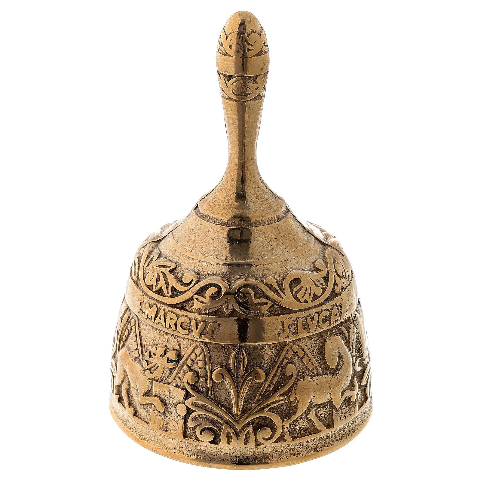 Holyart Campanelli liturgici: Campanello liturgico Quattro evangelisti Ottone Dorato