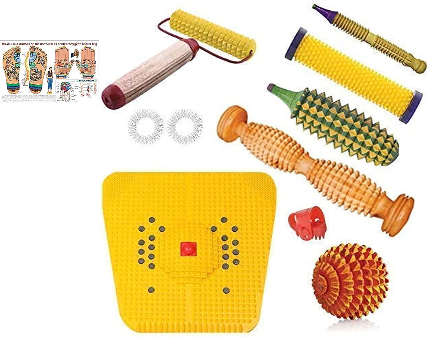 AcuHealth Acupressure Kit Wooden Foot Roller Accupressure mat magnetic stress relief Massager fitness home gym accupressure board (B09TYQ5NQB) Amazon Price History, Amazon Price Tracker