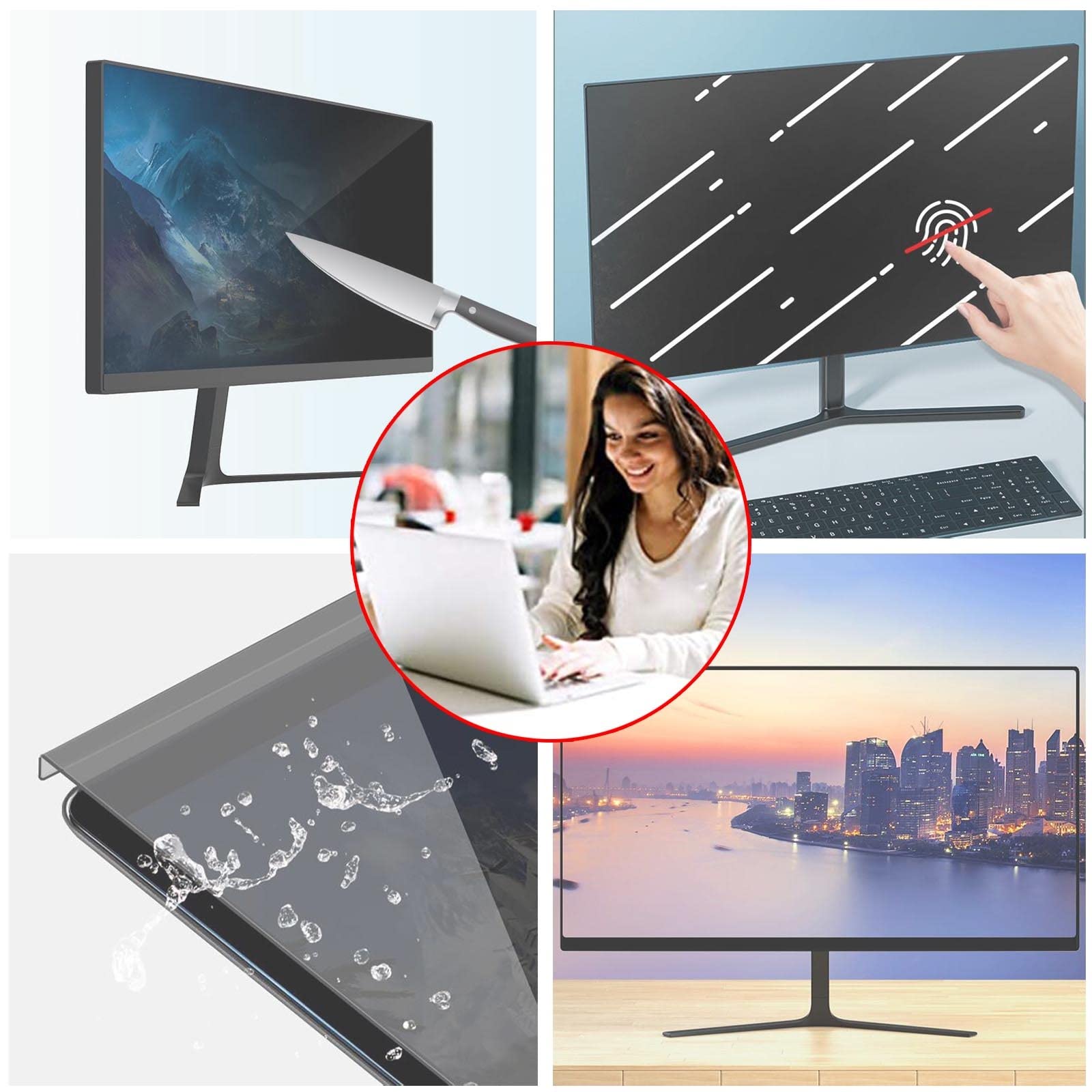 LIGUOYI Colgando Filtro De Privacidad Antis-Reflejos, Antis Luz Azul, Antis UV Filtro De Pantalla Los Ojos Protector, HD Protector De Pantalla para Pantalla Ordenador, Antis-arañazos