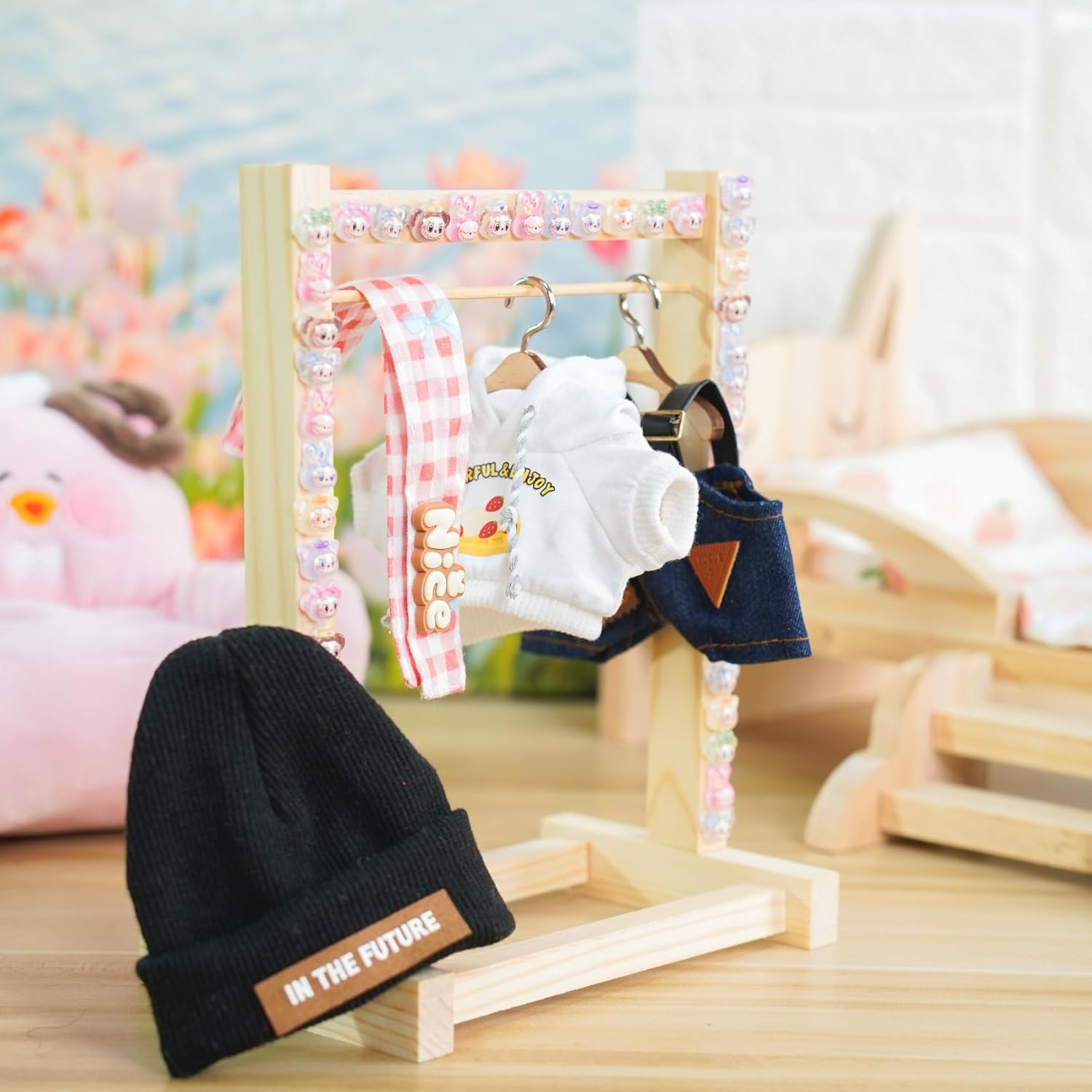 4 Piece 17cm Cool Labu-Clothes-bu and Accessories Set Stylish Hat Top Pants Outfit Edgy Doll Fashion Sets