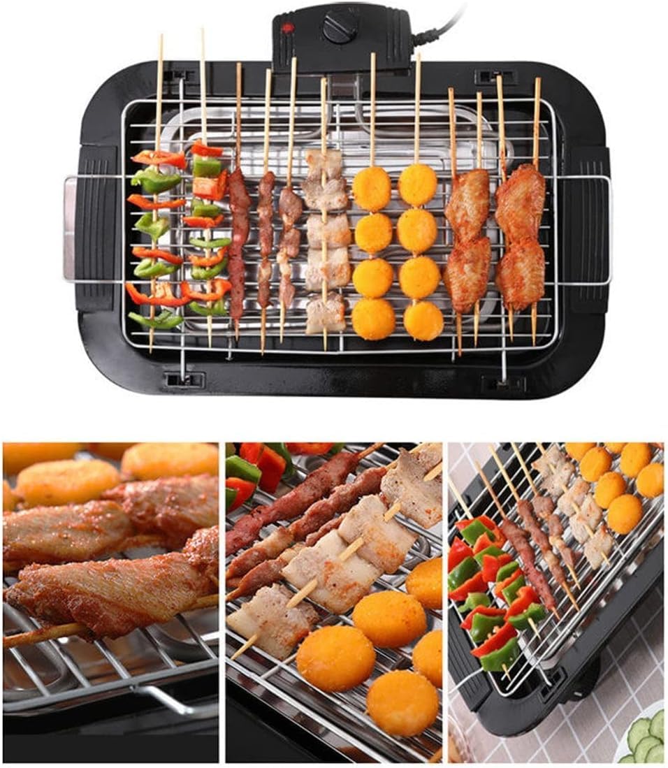 Electric Barbecue Grill - Smoke free Portable Table BBQ Grilling | Temperature Adjustment | High Power BBQ Grill, Home Dinner Camping Travel Hiking