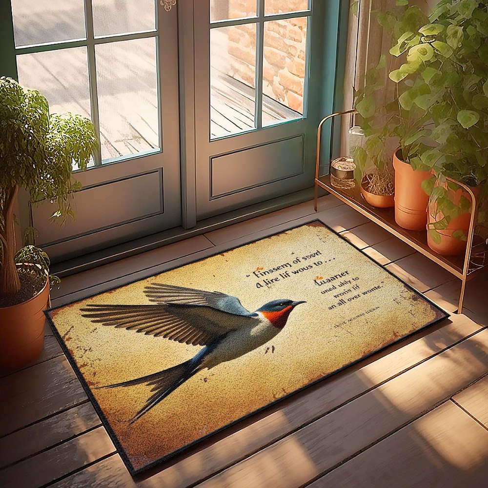 Tapis superposé porche avant oiseau liberté, paillasson décoratif et tapis de bienvenue 50x80