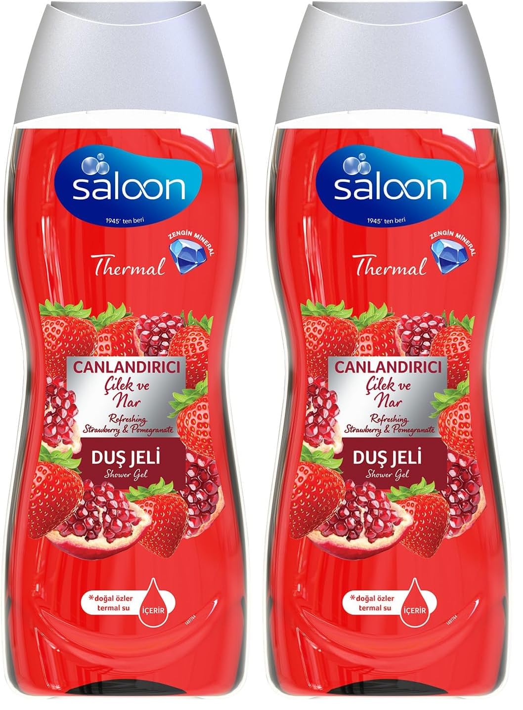 SALOON Thermal Duş Jeli Canlandirici Çilek & Nar 450Ml 2li paket