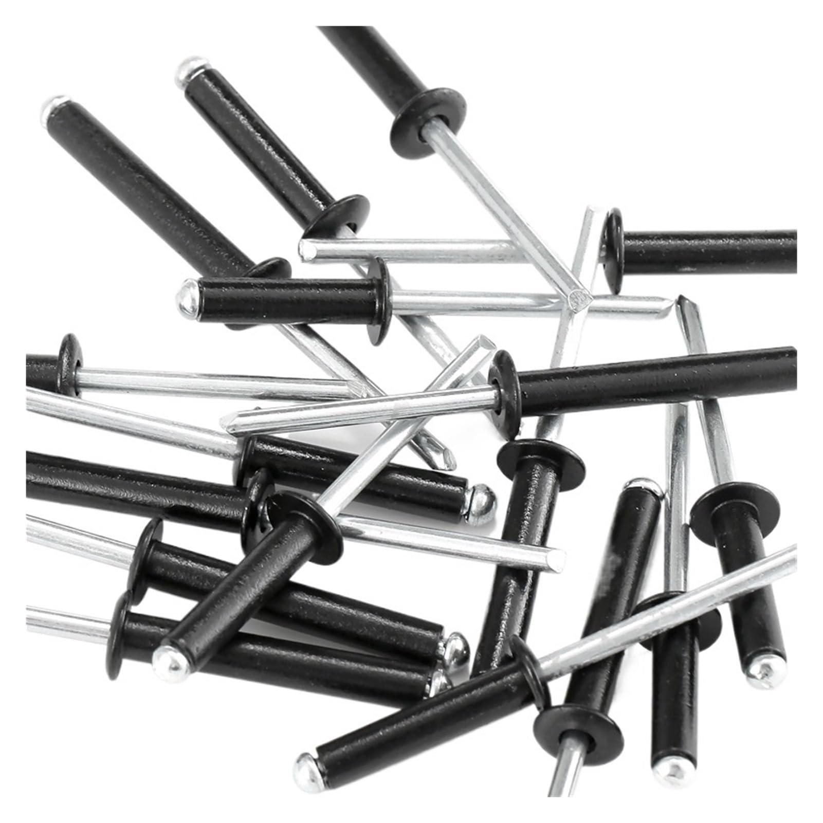 remaches ciegos, Remache ciego galvanizado, ancla de cabeza redonda aluminio negro, mandril vástago acero, escape M2.4 .8 M3 .2 M4(12mm,M3 (100Pcs))