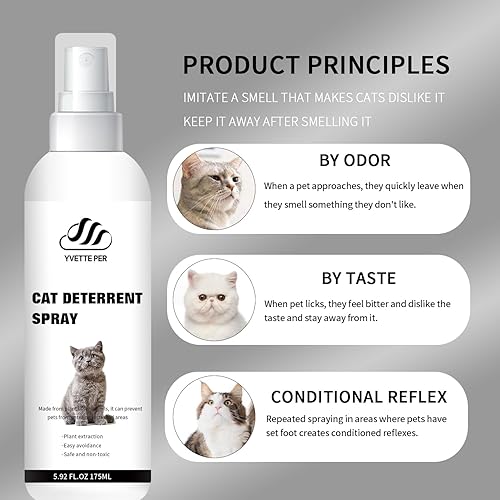 Miniatura 2 de YVETTE PER Spray disuasorio para gatos, repelente de gatos para interiores y exteriores, ayuda de entrenamiento disuasorio para gatos y gatitos para
