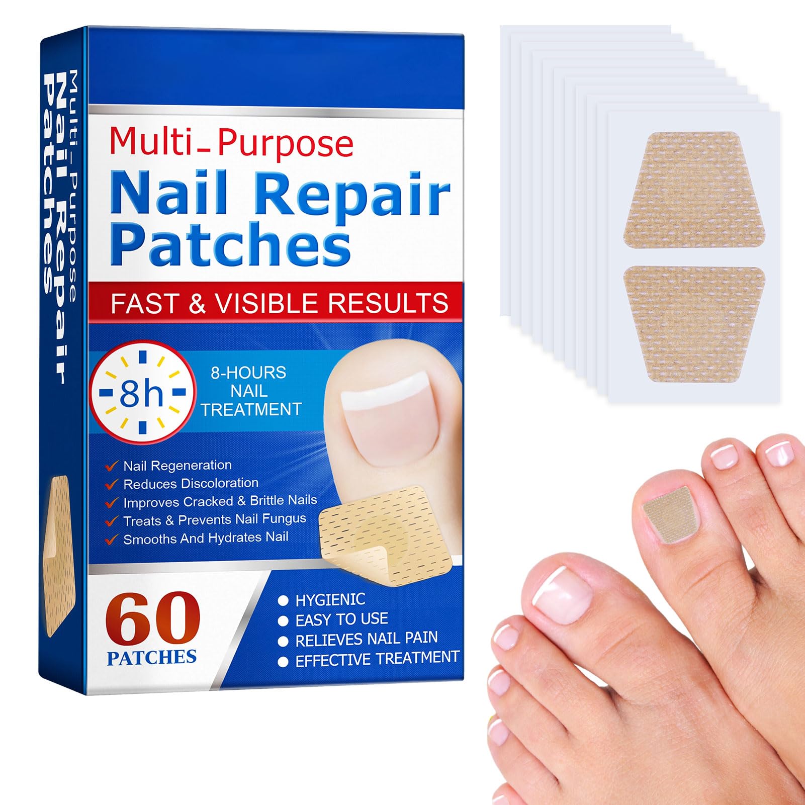 Fungal Nail Treatment for Toenails Extra Strong,1 BOX 60PCS Nail Repair Patches,Nail Fungus Treatment for Toenail,Toe Nail Fungal Treatment for Toenails Extra Strong,Nail Fungal Treatment Patches