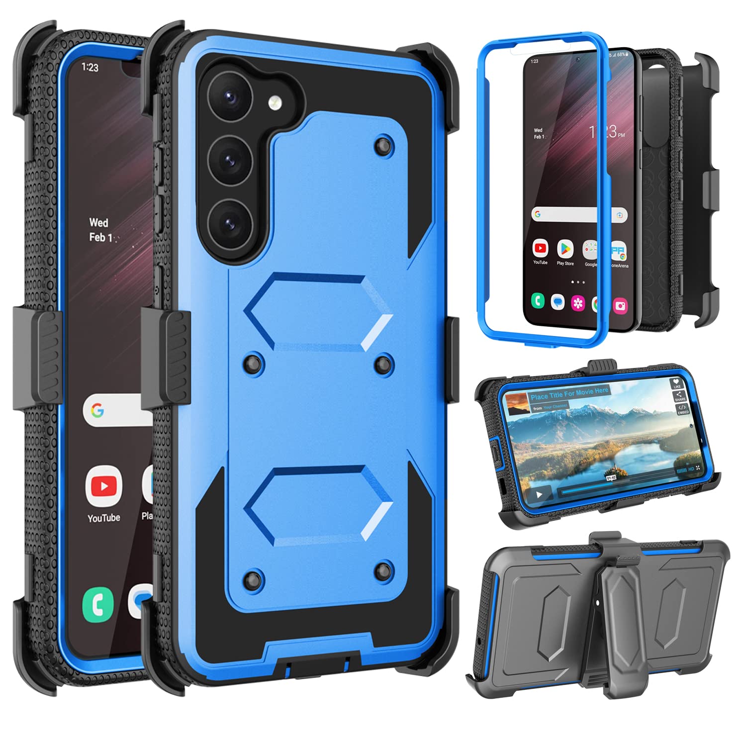 Galaxy S23 Plus Case, Galaxy S23+ Holster Case with Belt Clip [Built-in Screen Protector], Takfox Protective Heavy Duty Sh...