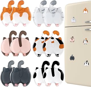 Xuhal 12 Pcs Cat Butt Magnets for Refrigerator Cute Kitten Fridge Magnets Funny Novelty Gift for Cat Lovers and Pet Parents, 6 Style