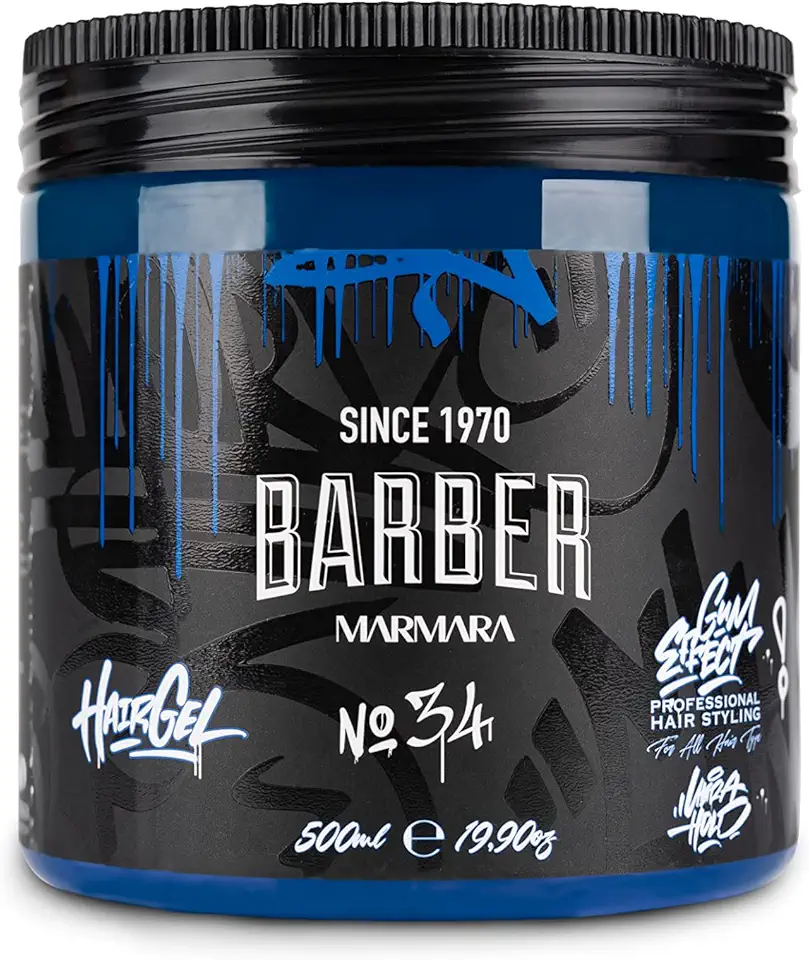 barber marmara No.34 Gel para Pentear Cabelo 500 Ml – Gel para Cabelo Masculino – Fixação Forte – Sem Colagem E Sem Resíduos – Sem Álcool – Fragrância Fresca – Gel para Cabelo – Aparência de Cabelo Mo