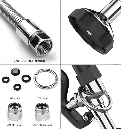 Miniatura 5 de Manguera de acero inoxidable de 45 pulgadas con válvula de pulverización de preenjuague, rociador de preenjuague de flujo de agua de 1.42 GPM con