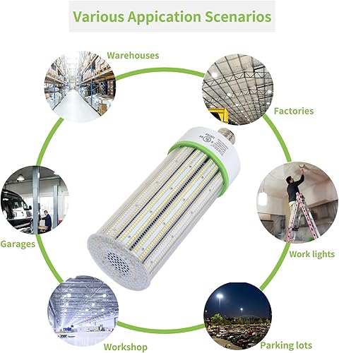 Miniatura 5 de Bombilla LED de maíz equivalente a 1000 W con certificación UL, base Mogul E39 de 300 W, 42,000 lúmenes de repuesto de haluro metálicoHIDHPS, luz