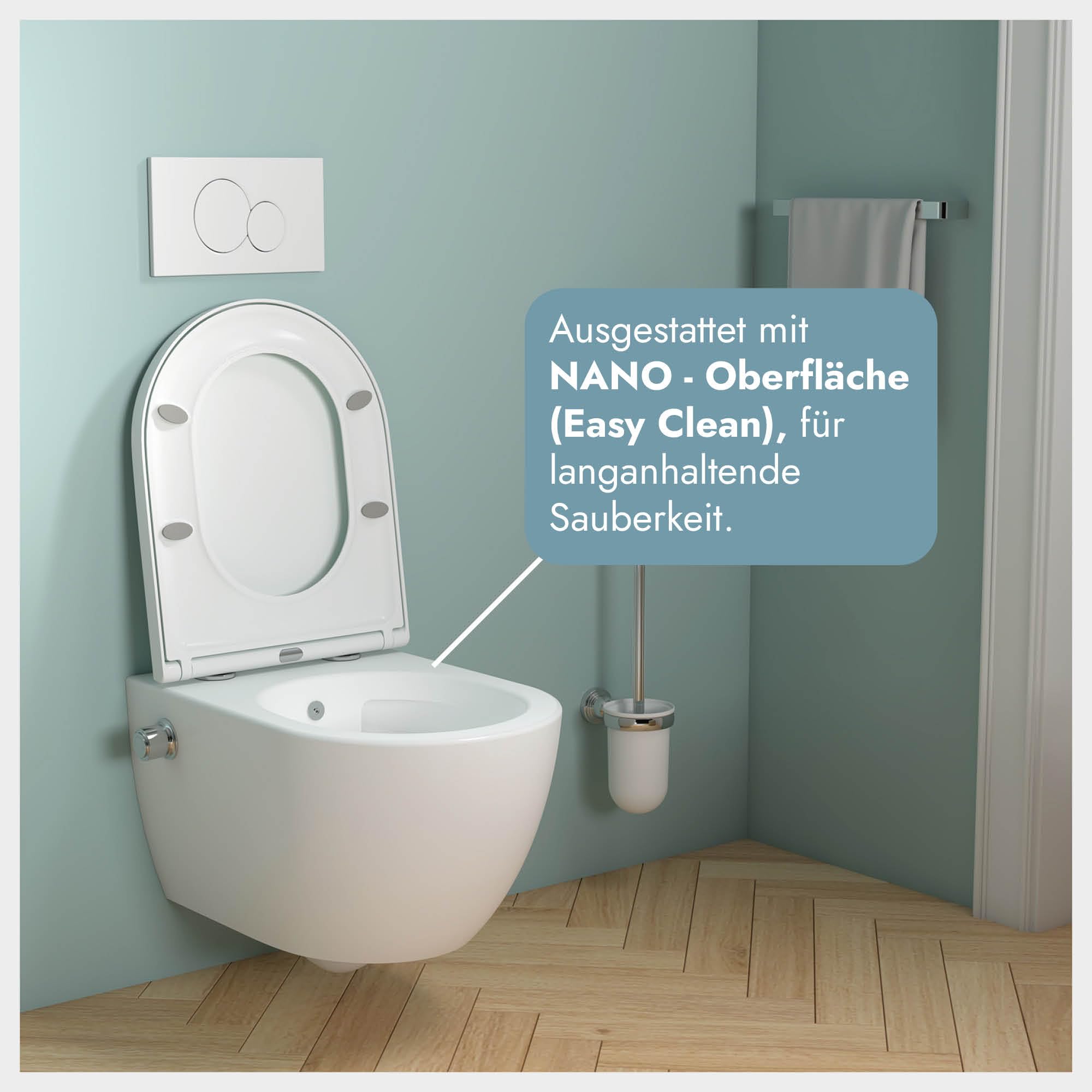 Soho Whirlflush - Inodoro suspendido sin bordes con tornado, función de bidé, función de ducha, descenso automático y aislamiento acústico, inodoro Taharet con ducha, inodoro de pared, inodoro bidé