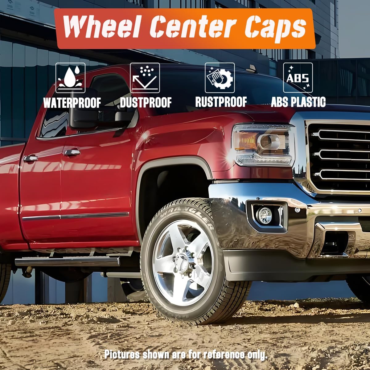 4Pcs 177mm(6.97in) Wheel Center Caps Replacement 9597794 Chrome Hub Caps, Compatible with 2011-2018 Sierra 1500 SRW, 2007-2014 Chevy 1500, 2011-2019 Sierra 2500 HD/3500 HD SRW Rim Caps