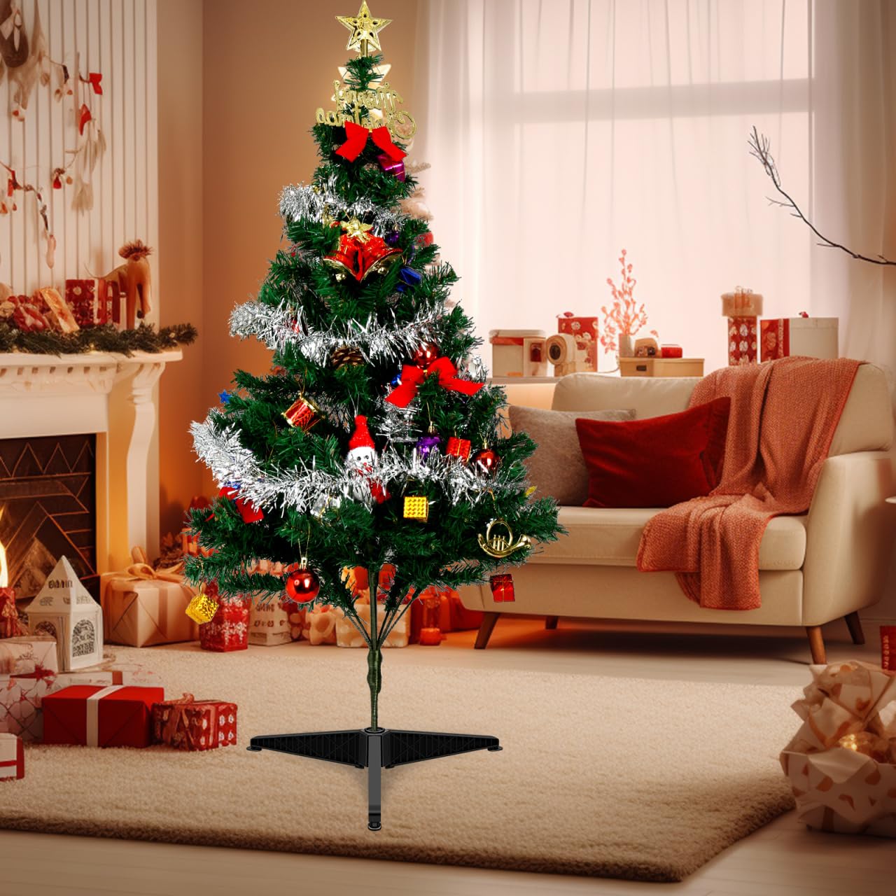 Cabilock Pied de sapin de Noël artificiel pliable en plastique de 30,5 cm pour décoration de sapin de Noël