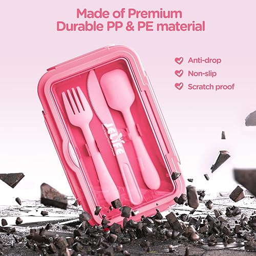 Miniatura 7 de Jelife Lonchera Bento para niños loncheras grandes estilo Bento a prueba de fugas con 4 compartimentos recipientes de almuerzo para niñas con