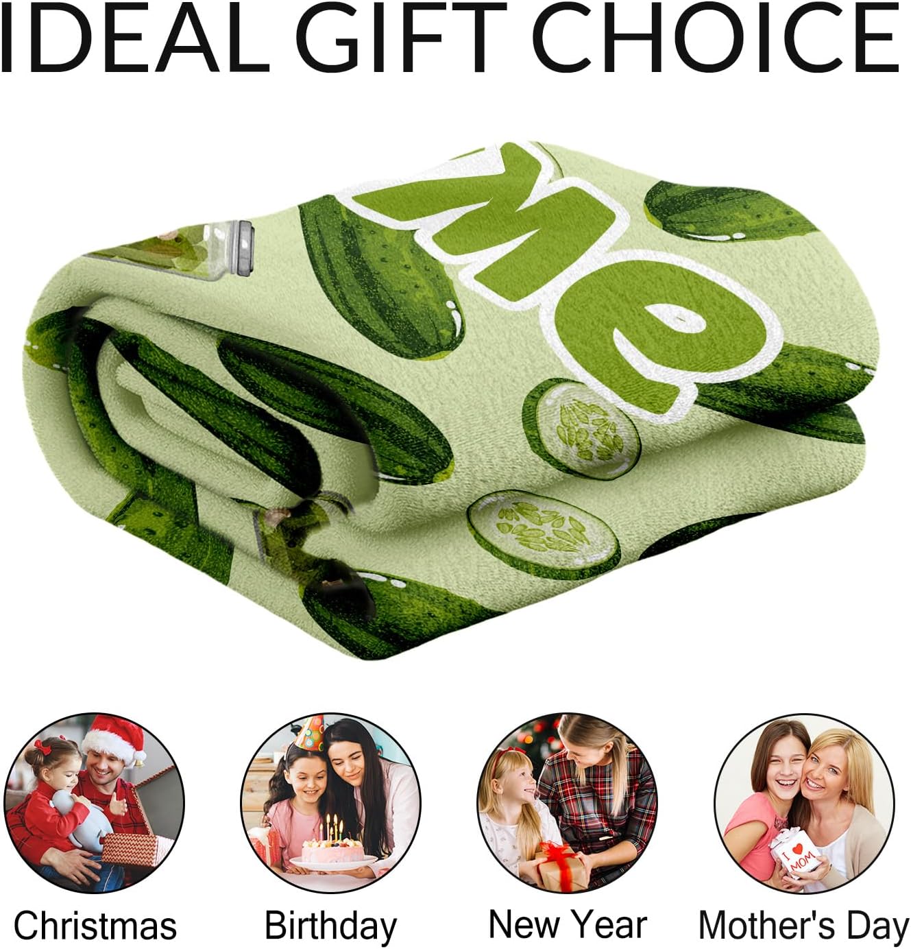 Personalized Pickle Blanket for Girls, Boys, Women, Men - Soft, Fluffy - 50x60 Inches Throw Size Blanket for Bed, Couch - Green Funny Cozy Throws Gift with Name