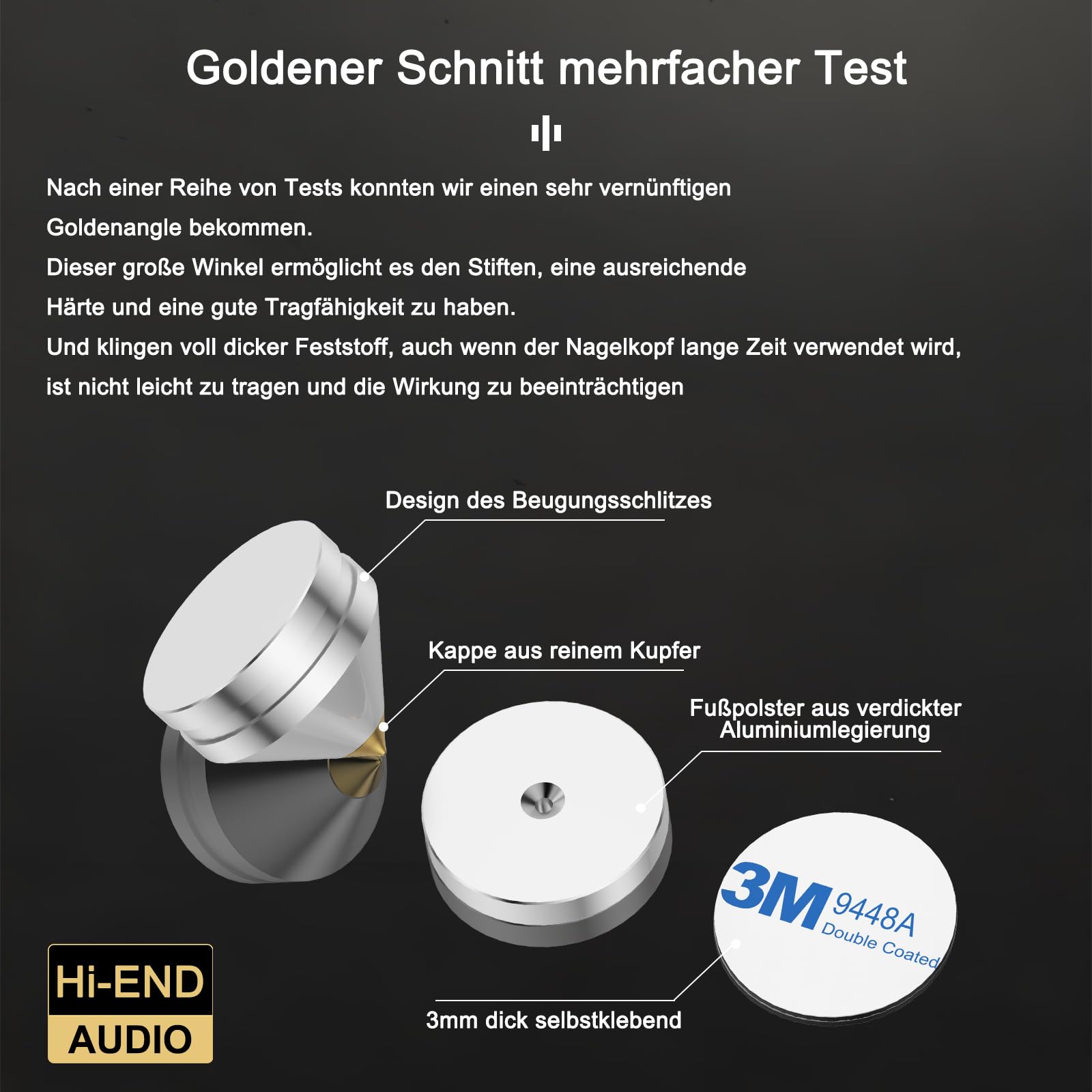 Lot de 8 pointes de haut-parleur, support de haut-parleur, amplificateur audio HiFi, DAC, CD, isolation phonique, pieds en alliage d'aluminium, pieds en alliage d'aluminium (argenté)