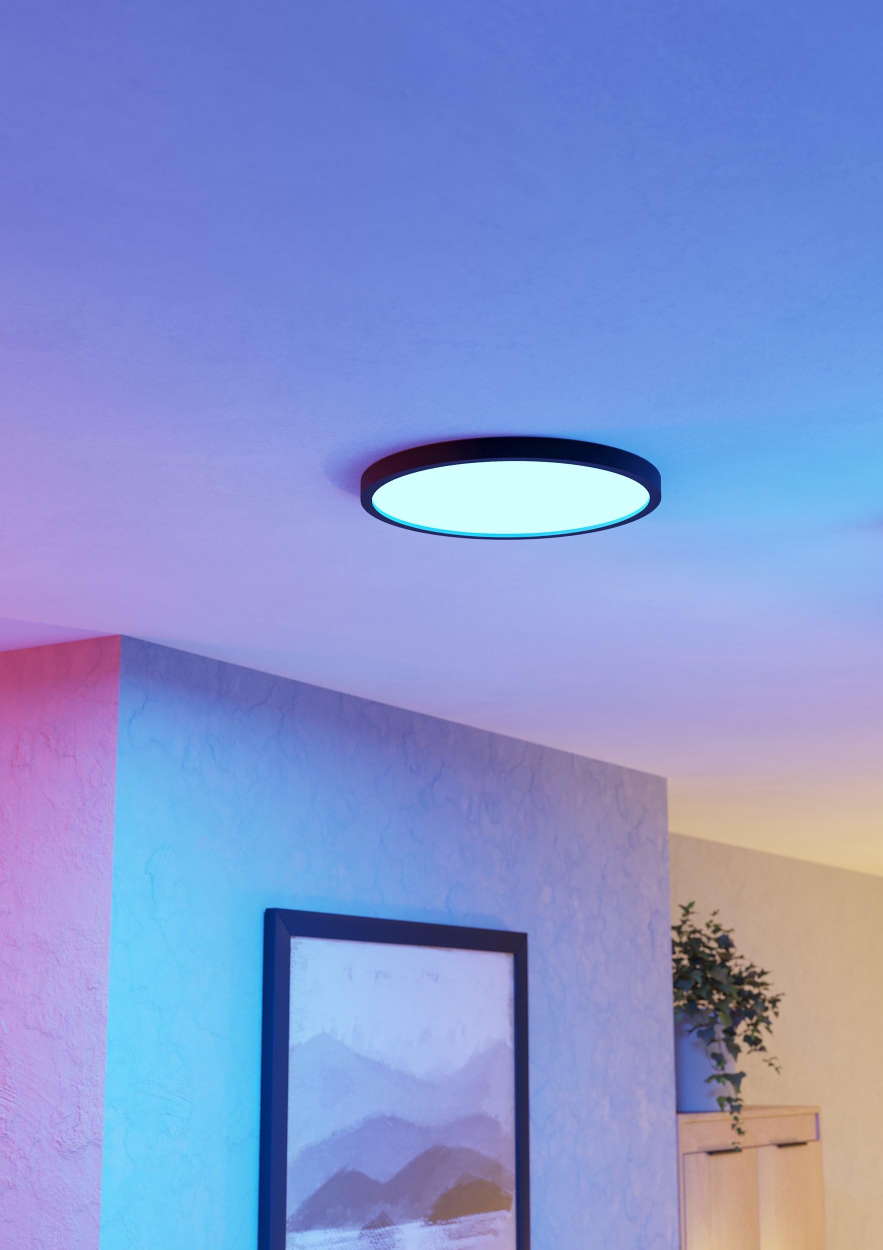 EGLO connect.z Smart-Home LED Bad Deckenlampe Fueva 6-Z, Ø 38,9 cm, ZigBee, App und Sprachsteuerung Alexa, Lichtfarbe (warmweiß-kaltweiß), dimmbar, Deckenleuchte Badezimmer schwarz, IP44